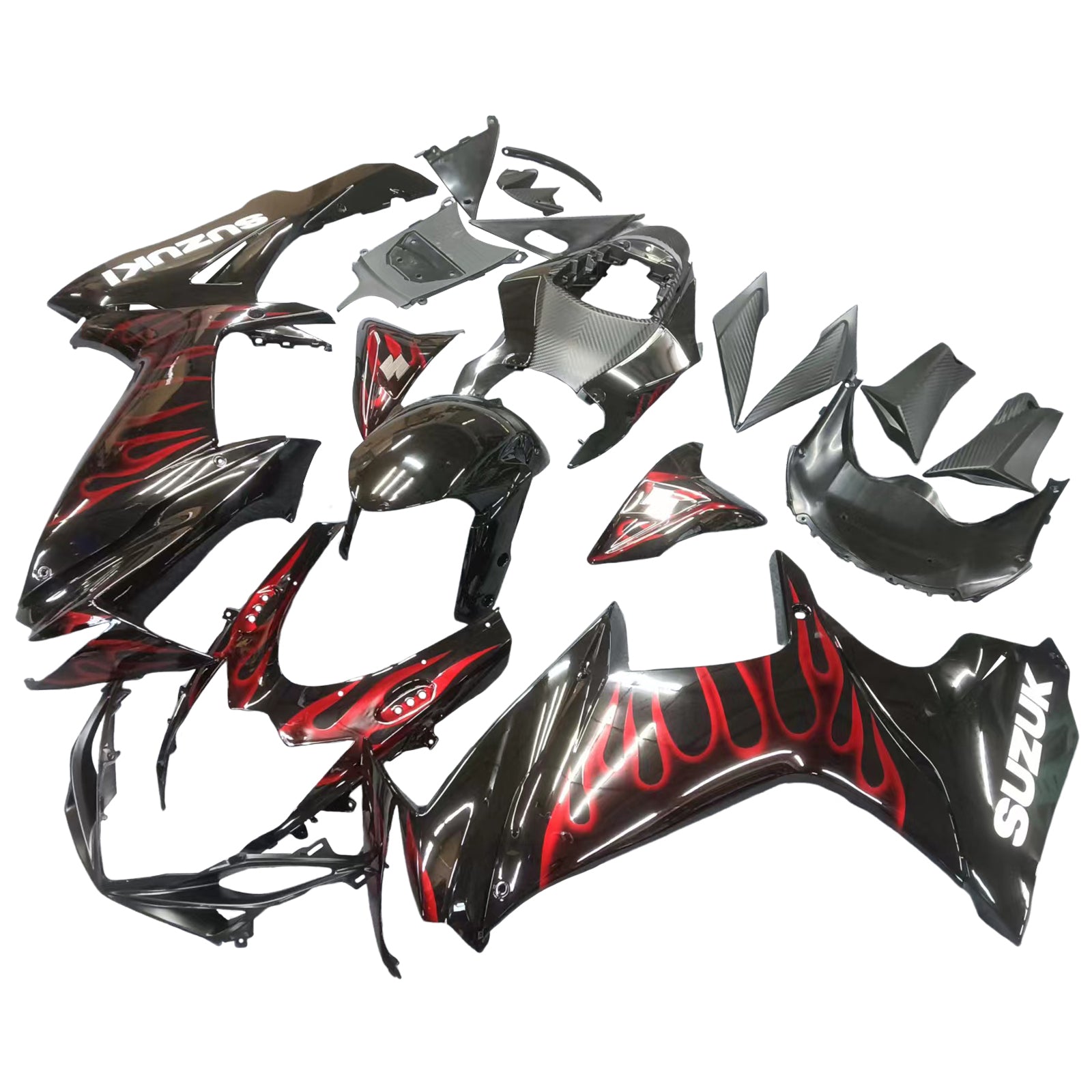 Amotopart Suzuki 2011-2024 GSXR 600/750 Black Red Fairing Kit