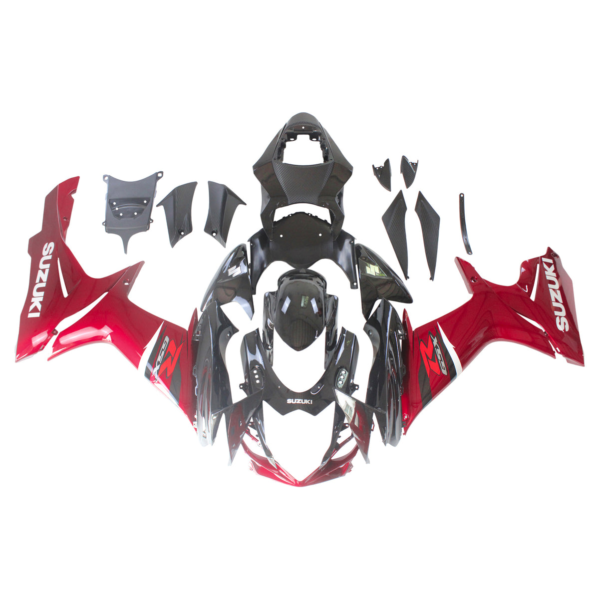 Amotopart Suzuki 2011-2024 GSXR 600/750 noir avec kit de carénage rouge