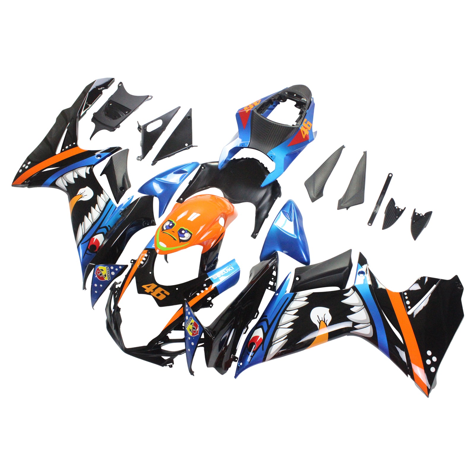 Amotopart Suzuki 2011-2024 GSXR 600/750 Cartoon Shark Fairing Kit