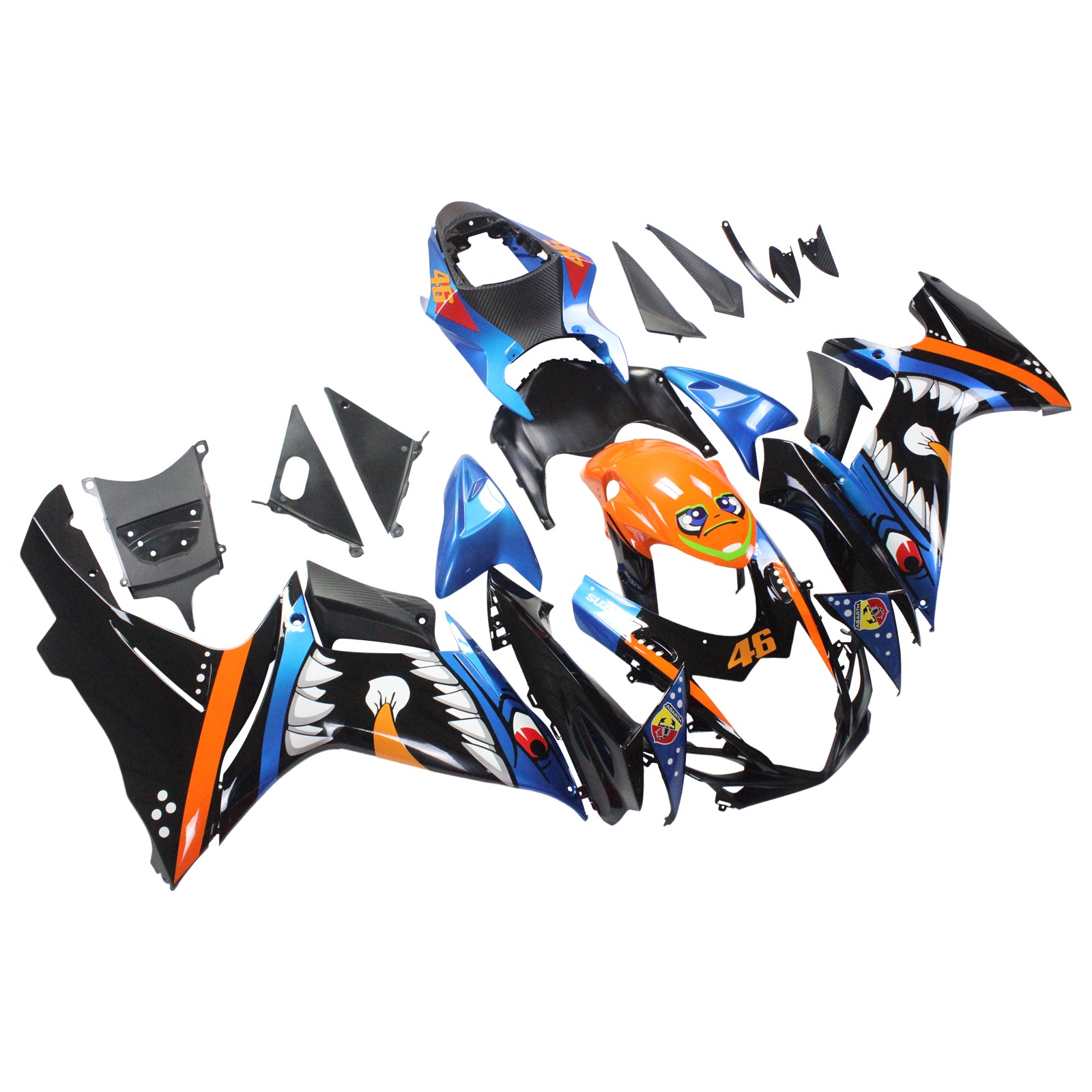 Amotopart Suzuki 2011-2024 GSXR 600/750 Cartoon Shark Fairing Kit