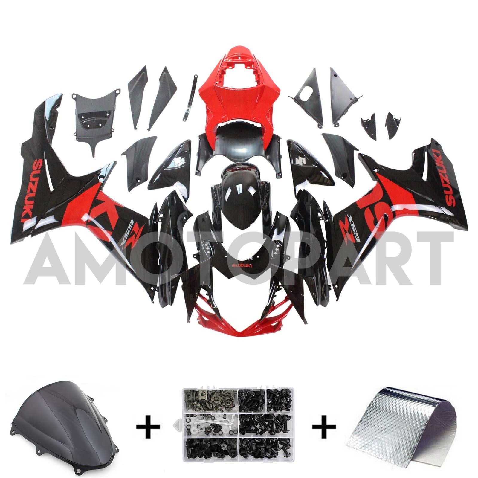 Amotopart Suzuki 2011-2025 GSXR 600/750 Red Black Fairing Kit