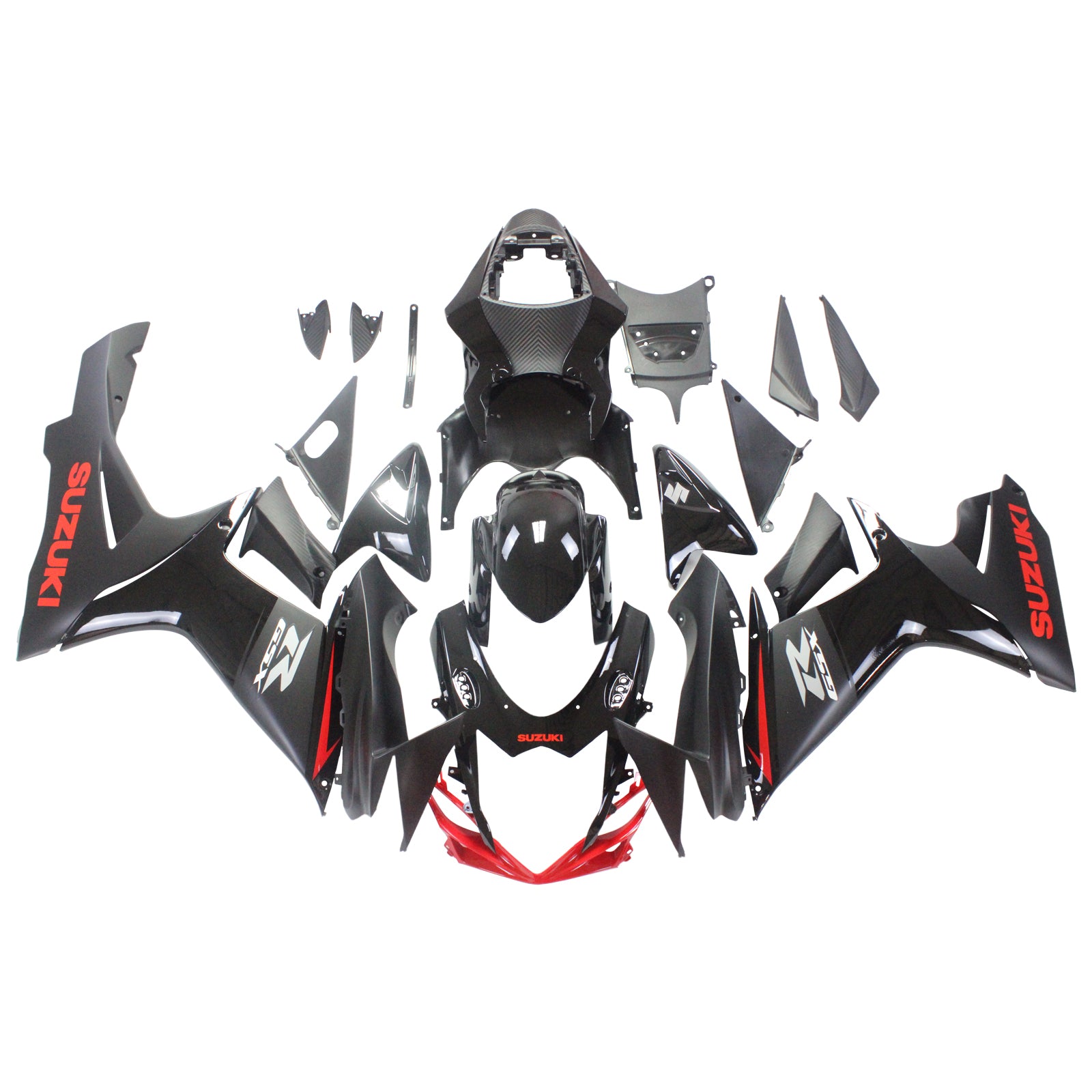 Amotopart Suzuki 2011-2024 GSXR 600/750 Black With Red Line Fairing Kit