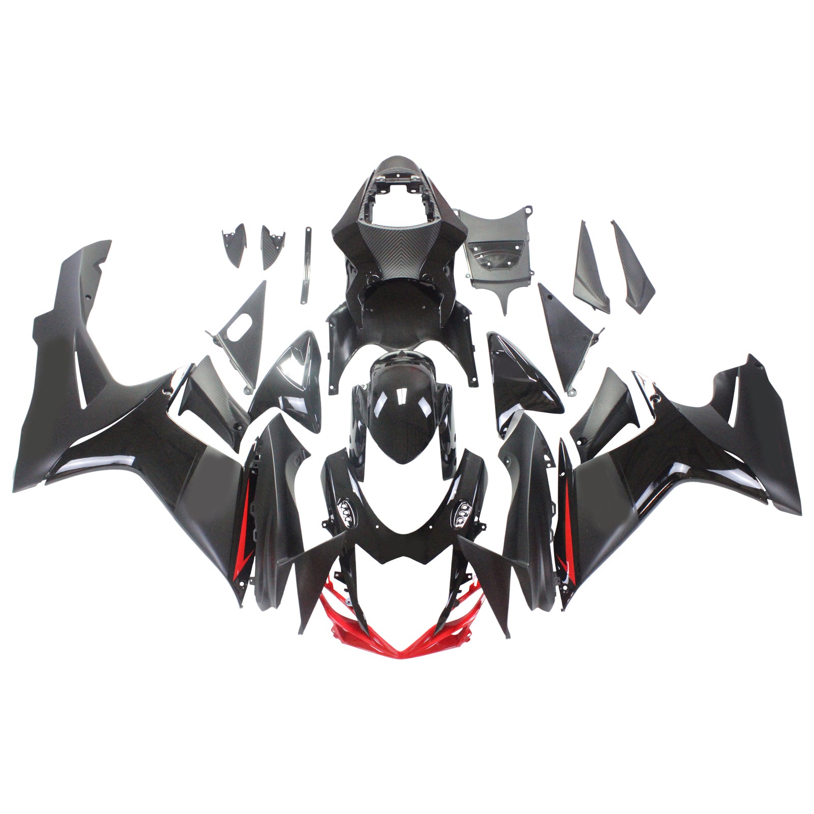 Amotopart Suzuki 2011-2025 GSXR 600/750 Black With Red Line Fairing Kit