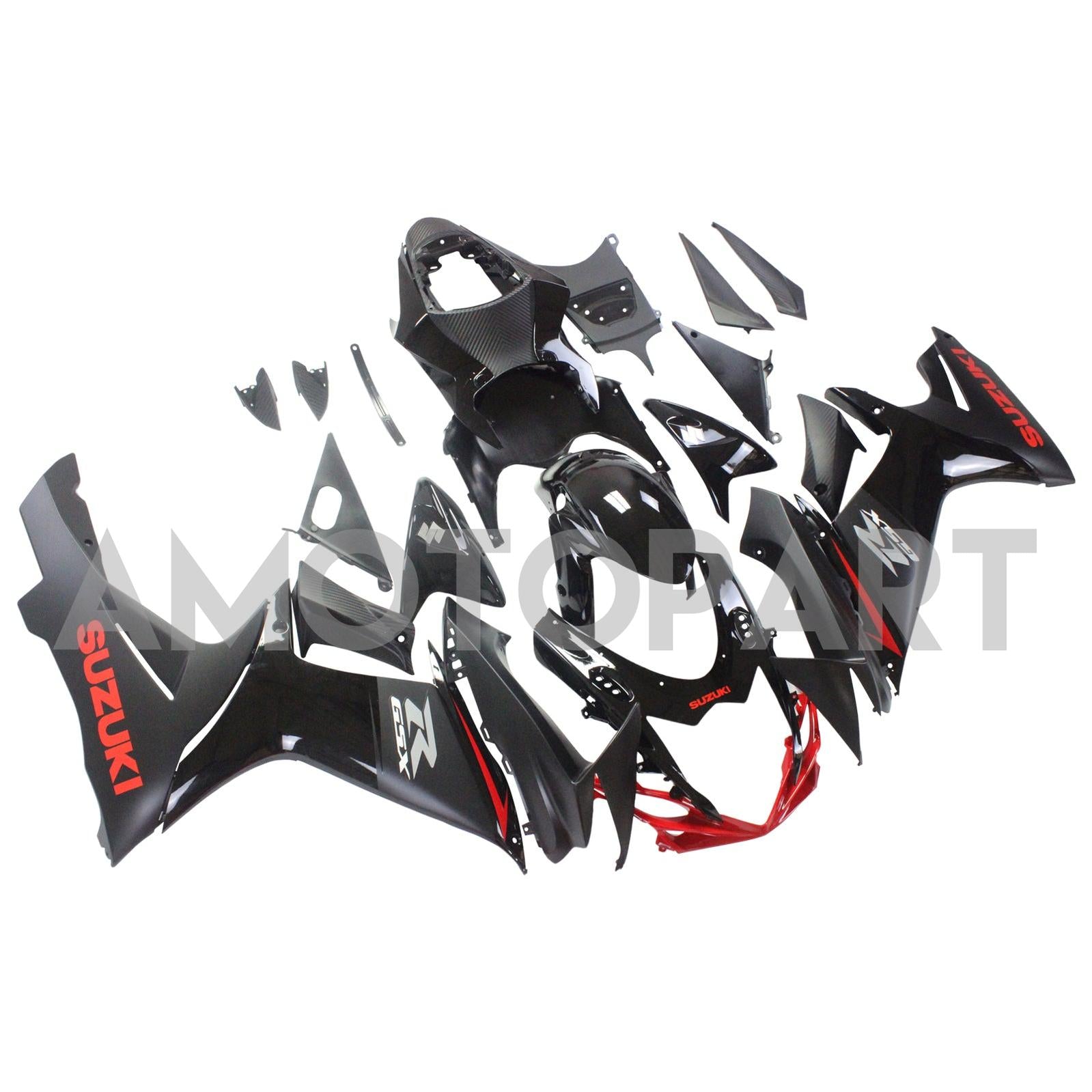 Amotopart Suzuki 2011-2025 GSXR 600/750 Black With Red Line Fairing Kit