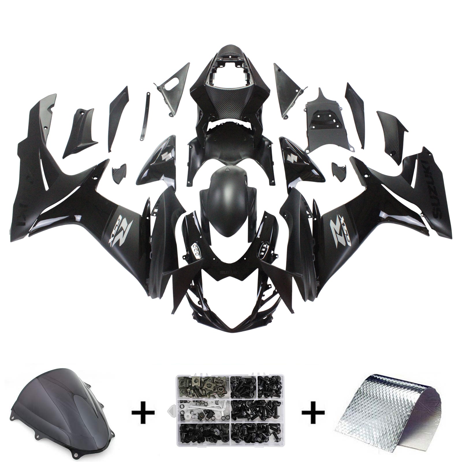 Amotopart Suzuki 2011-2024 GSXR 600/750 All Black Fairing Kit