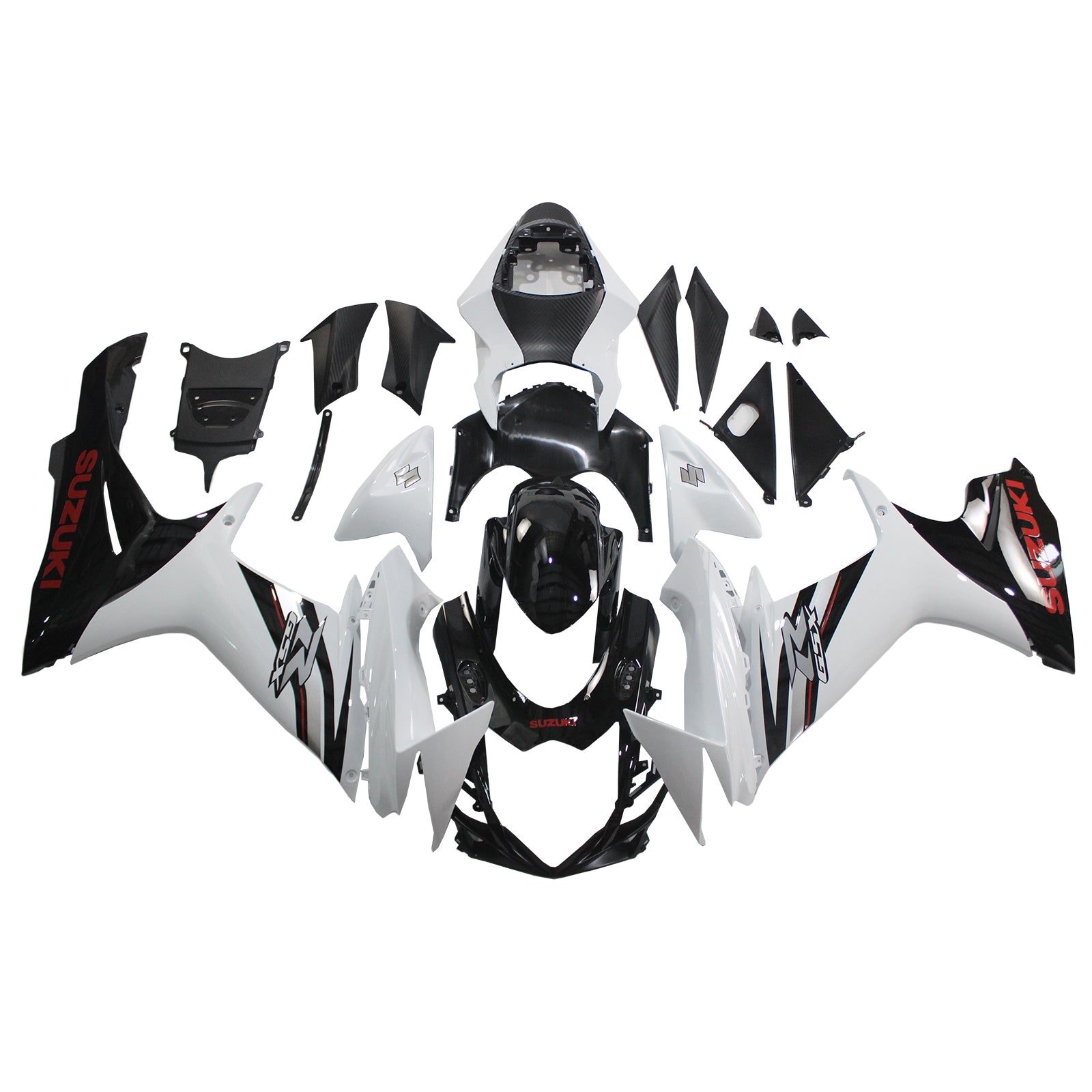 Amotopart Suzuki 2011-2024 GSXR 600/750 Kit de carenado blanco negro