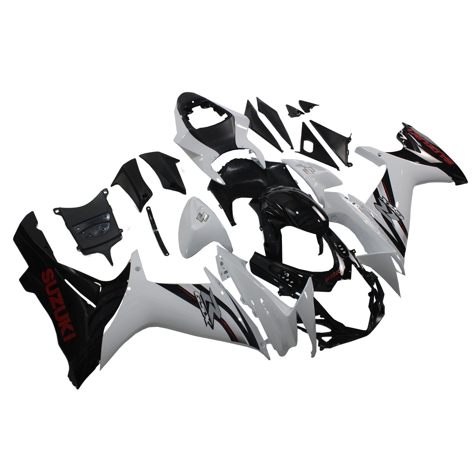 Amotopart Suzuki 2011-2024 GSXR 600/750 Kit de carenado blanco negro