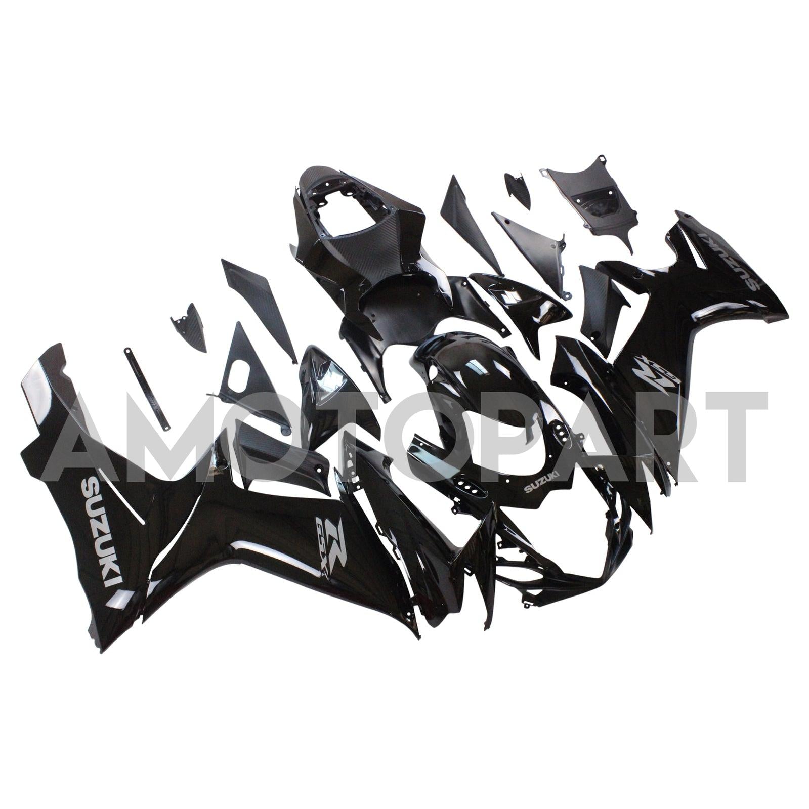 Amotopart Suzuki 2011-2025 GSXR 600/750 Schwarz mit weißem Logoverkaufskit