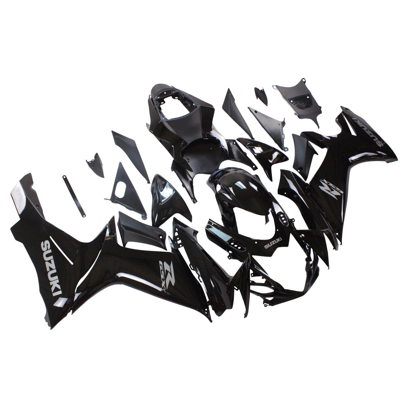 Amotopart Suzuki 2011-2024 GSXR 600/750 Black With White Logo Fairing Kit