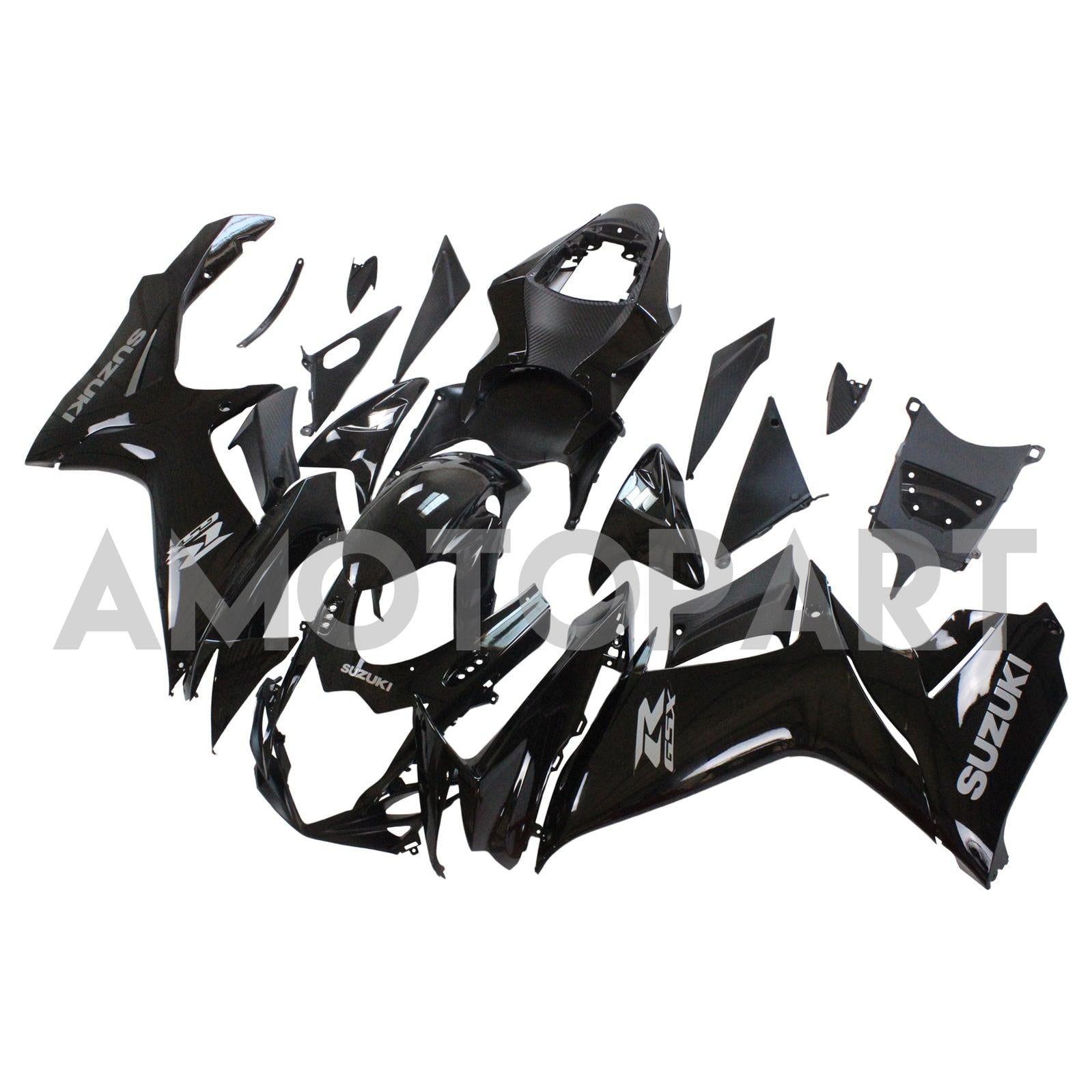 Amotopart Suzuki 2011-2025 GSXR 600/750 Schwarz mit weißem Logoverkaufskit