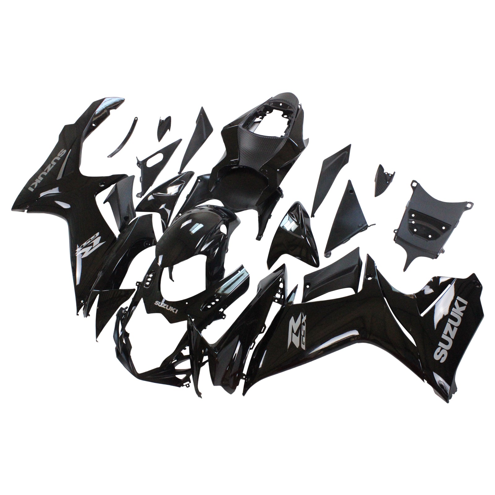 Amotopart Suzuki 2011-2024 GSXR 600/750 Black With White Logo Fairing Kit