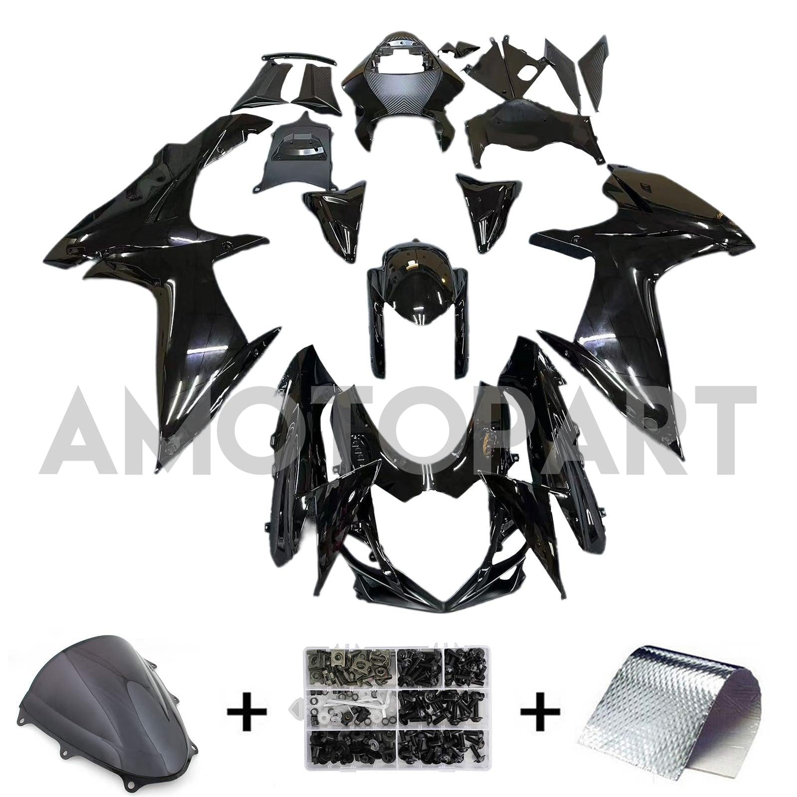 Amotopart Suzuki 2011-2025 GSXR 600/750 Gloss Black Fairing Kit