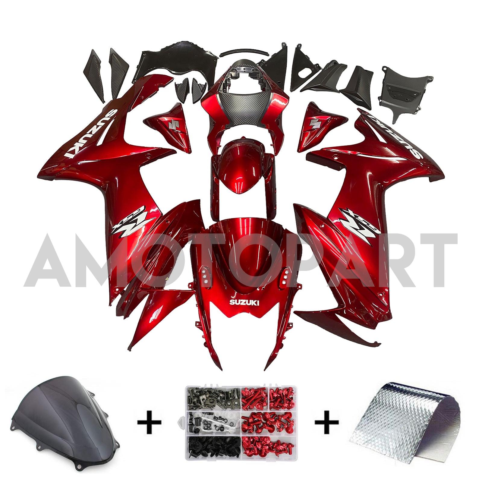 Amotopart Suzuki 2011-2024 GSXR 600/750 Kit de carenado rojo