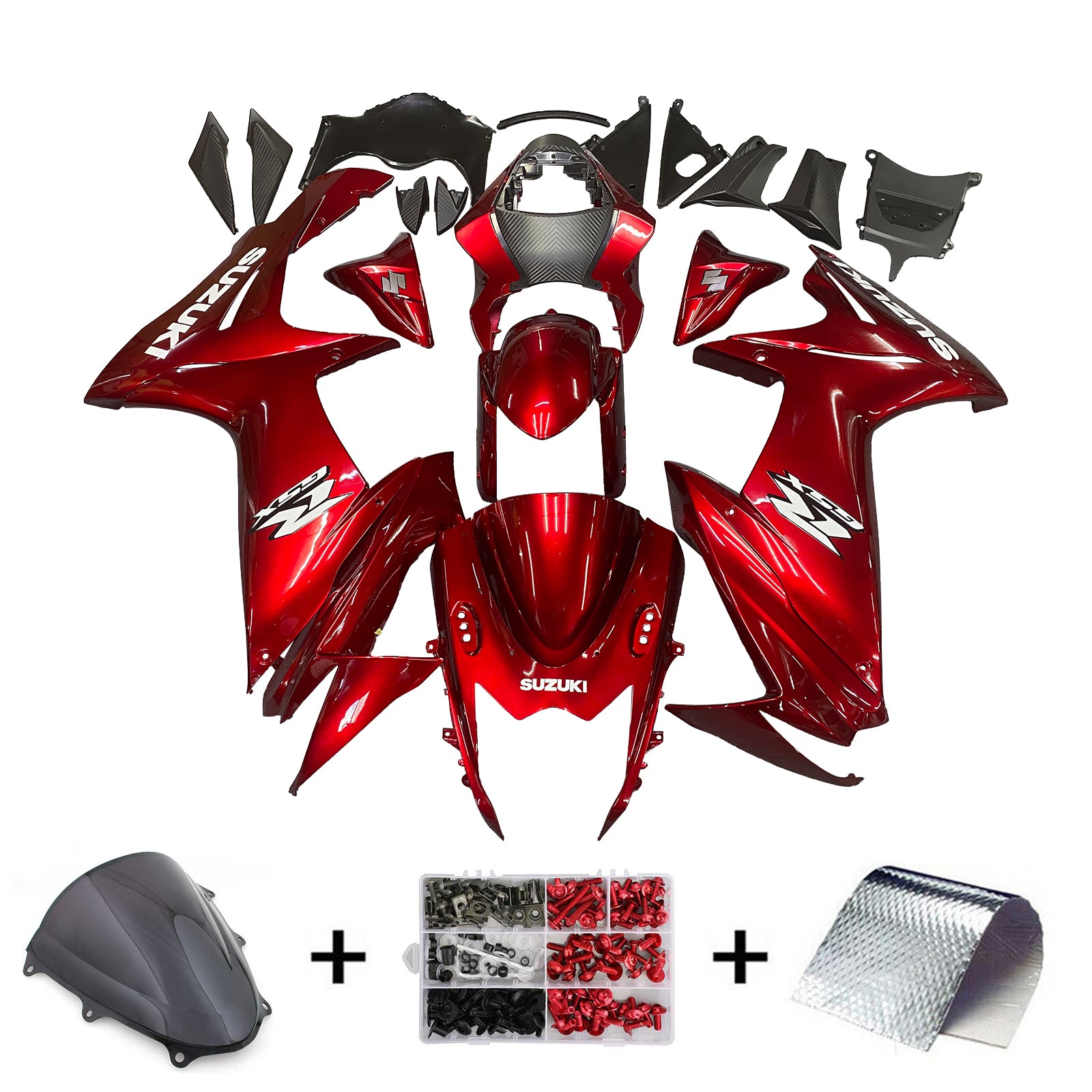 Amotopart Suzuki 2011-2024 GSXR 600/750 Kit de carenado rojo