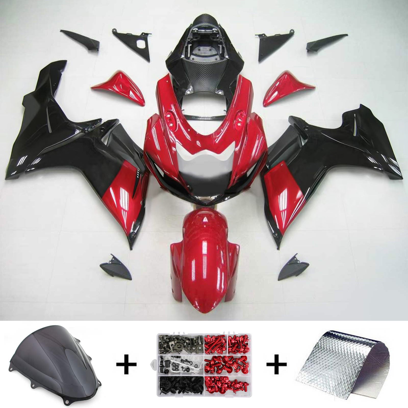 Amotopart Suzuki 2011–2026 GSXR 600/750 Rot mit schwarzem Verkleidungsset