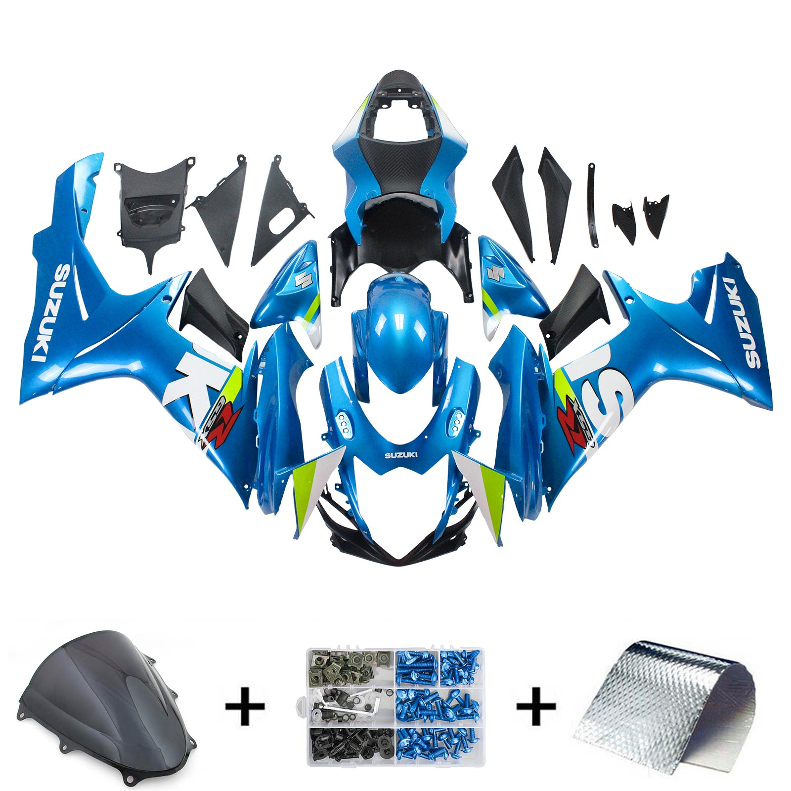 Amotopart Suzuki 2011-2024 GSXR 600/750 Gloss Blue Fairing Kit