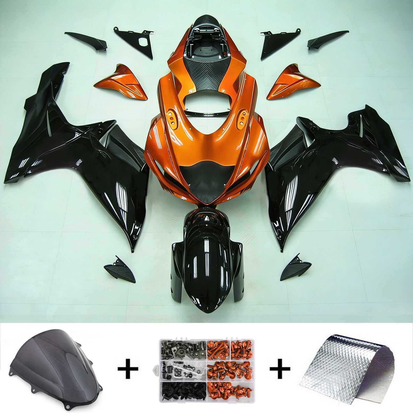 Amotopart Suzuki 2011–2026 GSXR 600/750 Orange Schwarz Verkleidungsset