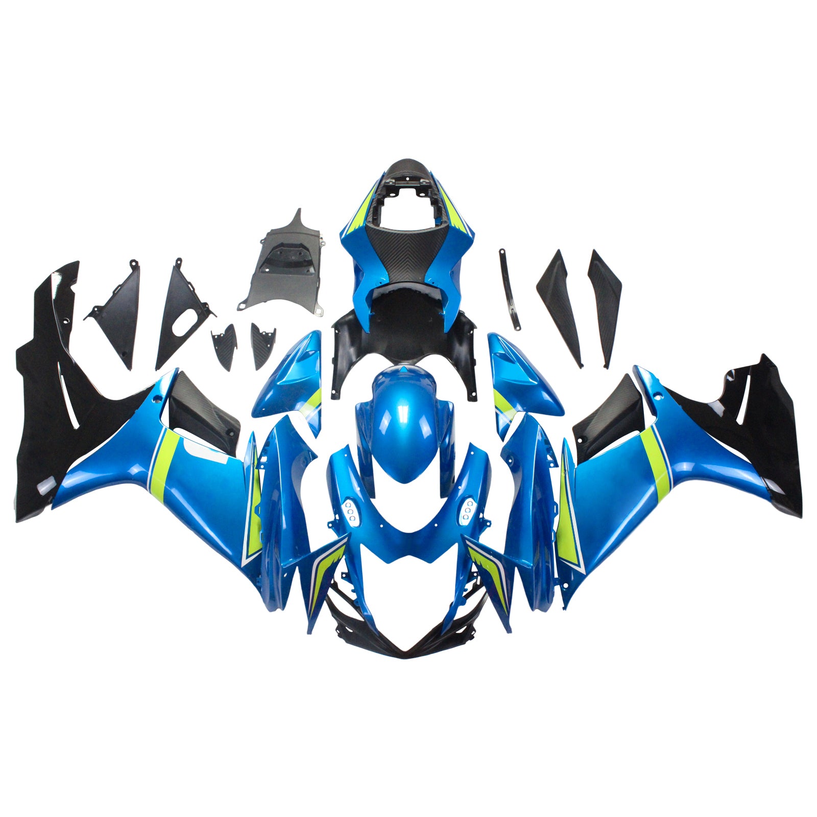 Amotopart スズキ 2011-2024 GSXR 600/750 ブルー ブラック フェアリングキット付き