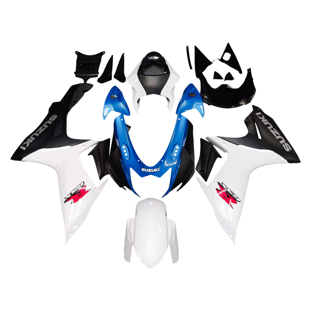 Amotopart Suzuki 2011-2024 GSXR 600/750 Kit de carenado blanco azul