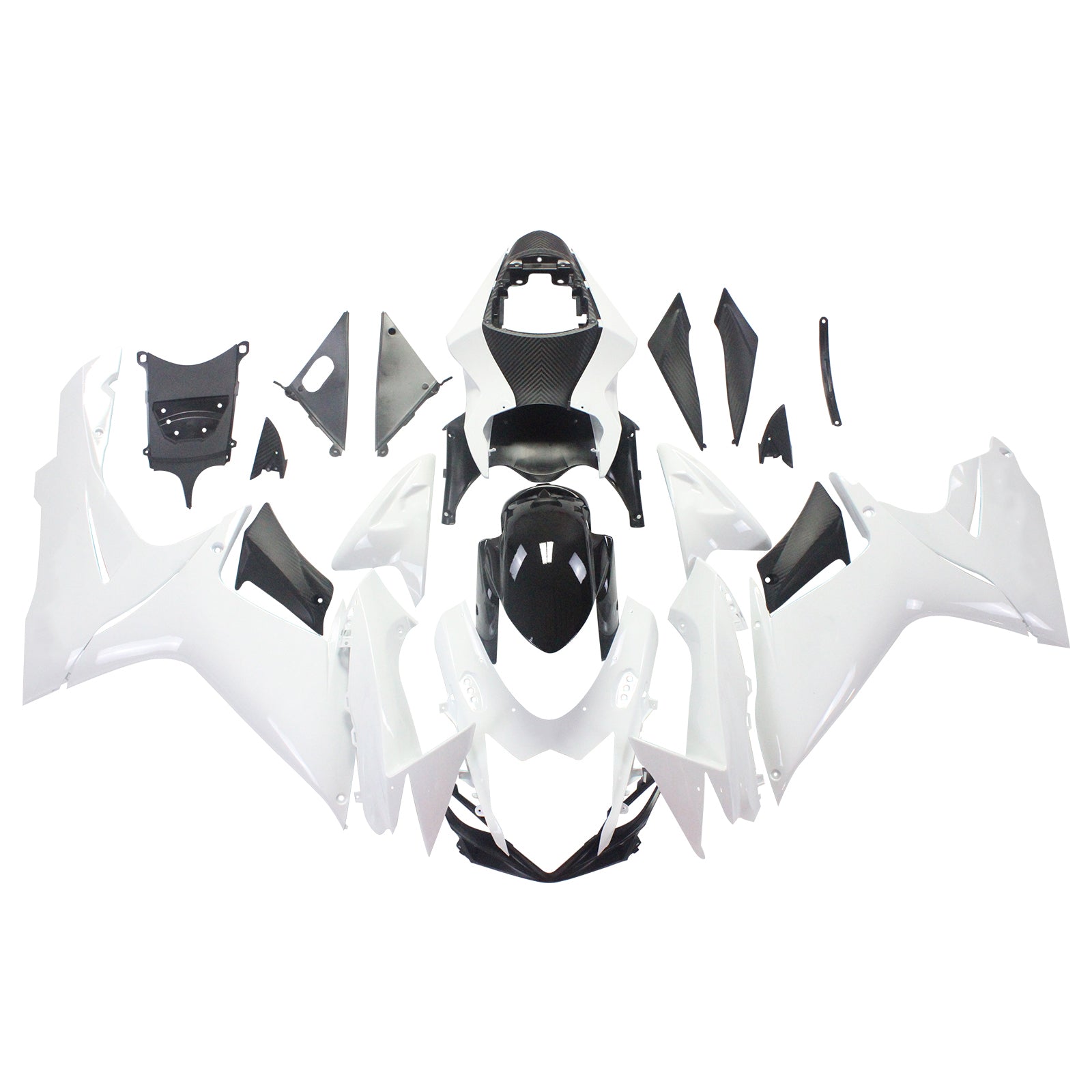 Amotopart スズキ 2011-2024 GSXR 600/750 ホワイト レッドロゴ付き フェアリングキット