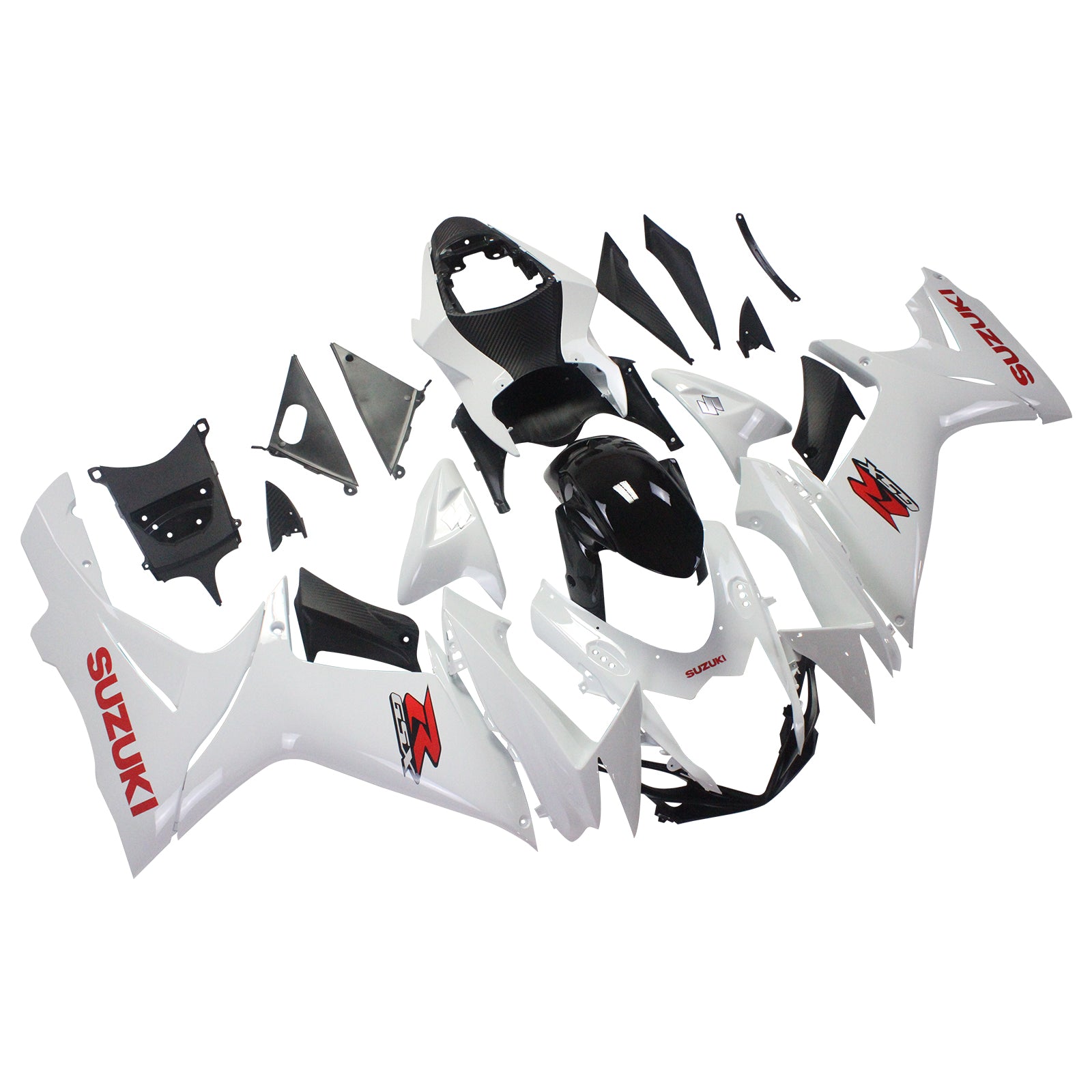 Amotopart Suzuki 2011-2024  GSXR 600/750 White With Red Logo Fairing Kit