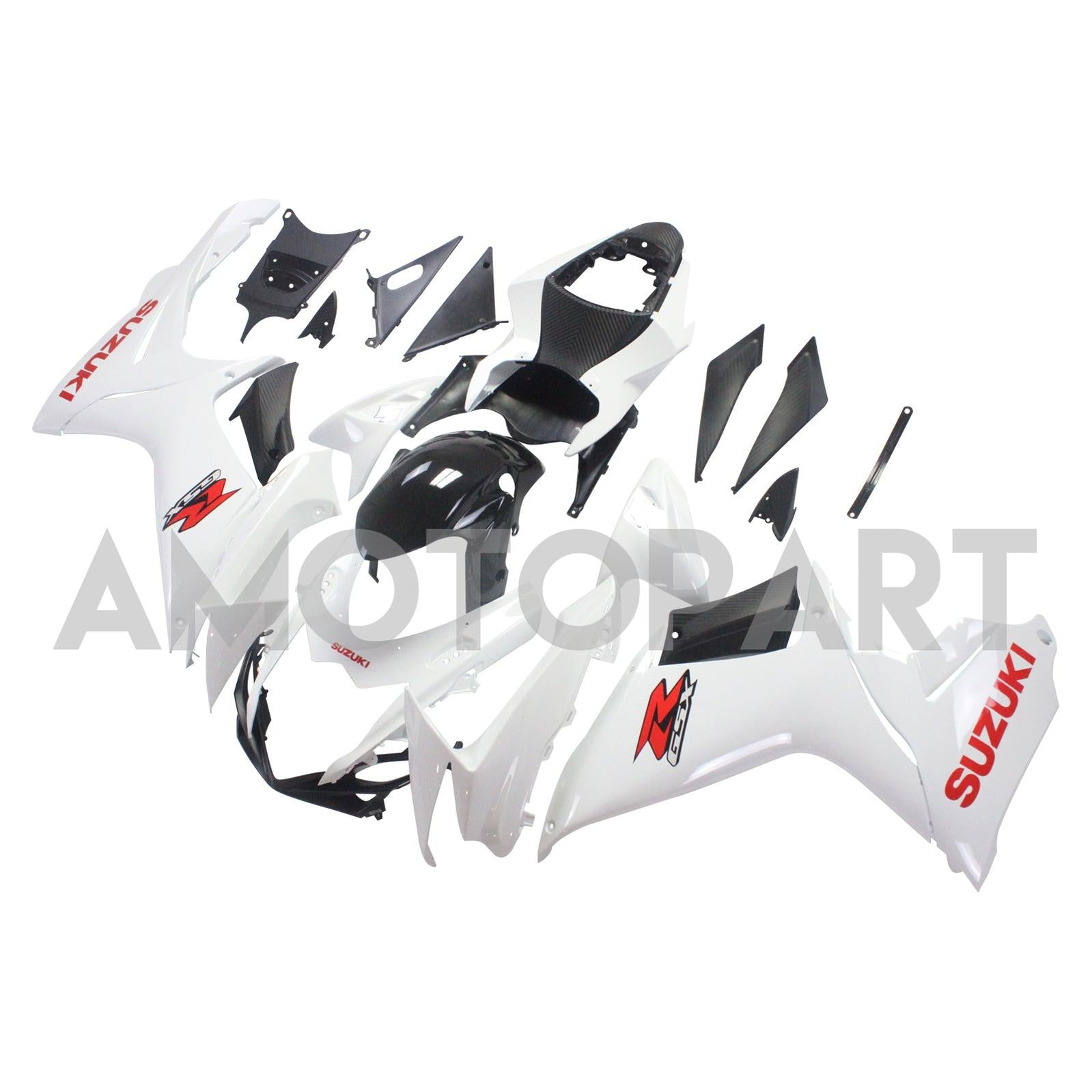Amotopart Suzuki 2011-2025 GSXR 600/750 Weiß mit rotem Logoverkaufskit