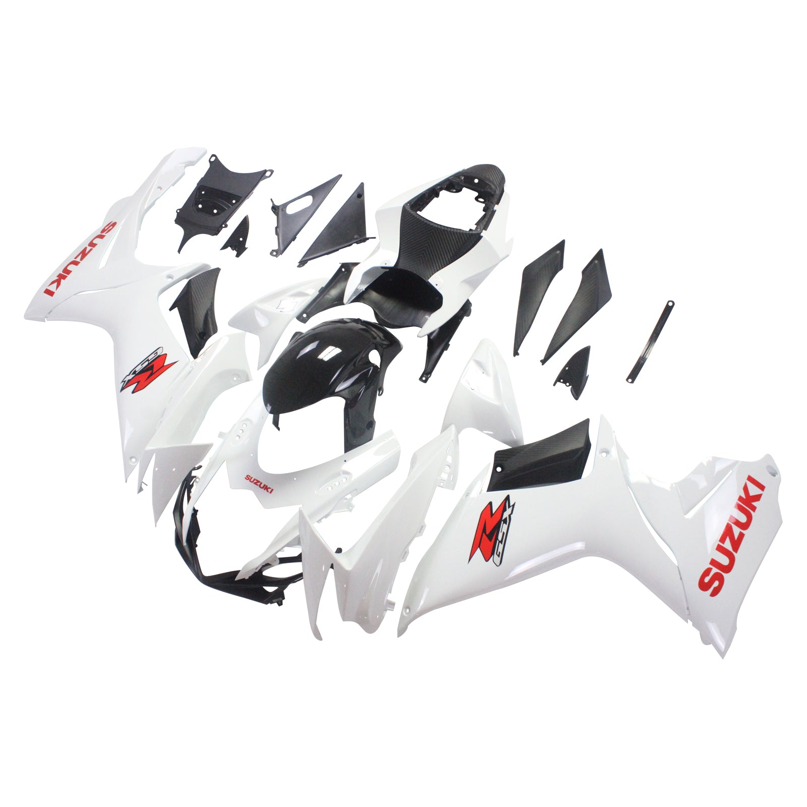 Amotopart Suzuki 2011-2024  GSXR 600/750 White With Red Logo Fairing Kit