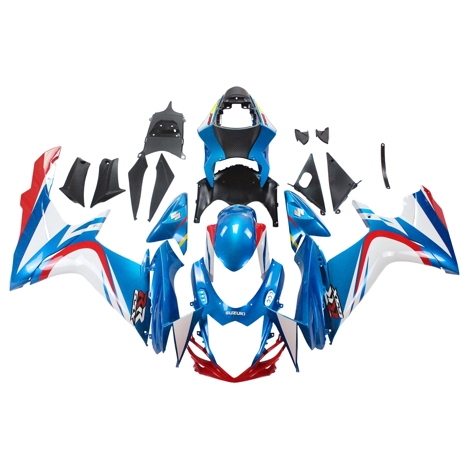 Amotopart Suzuki 2011-2024 GSXR 600/750 Kit de carénage bleu blanc rouge