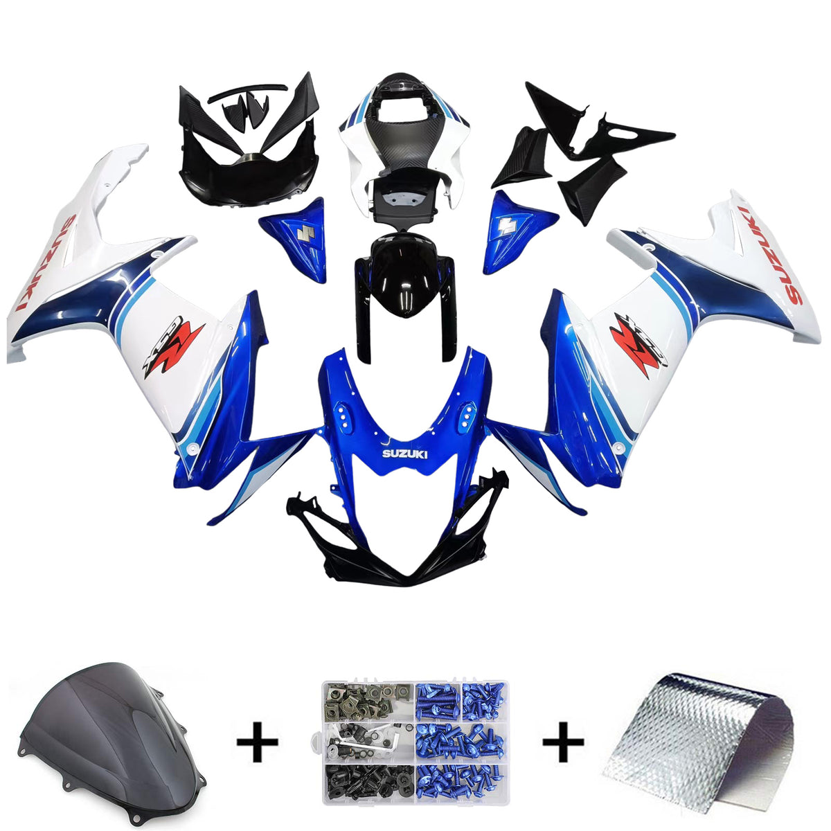 Amotopart Kit carena Suzuki GSXR 600/750 Blu Bianco Rosso 2011-2024