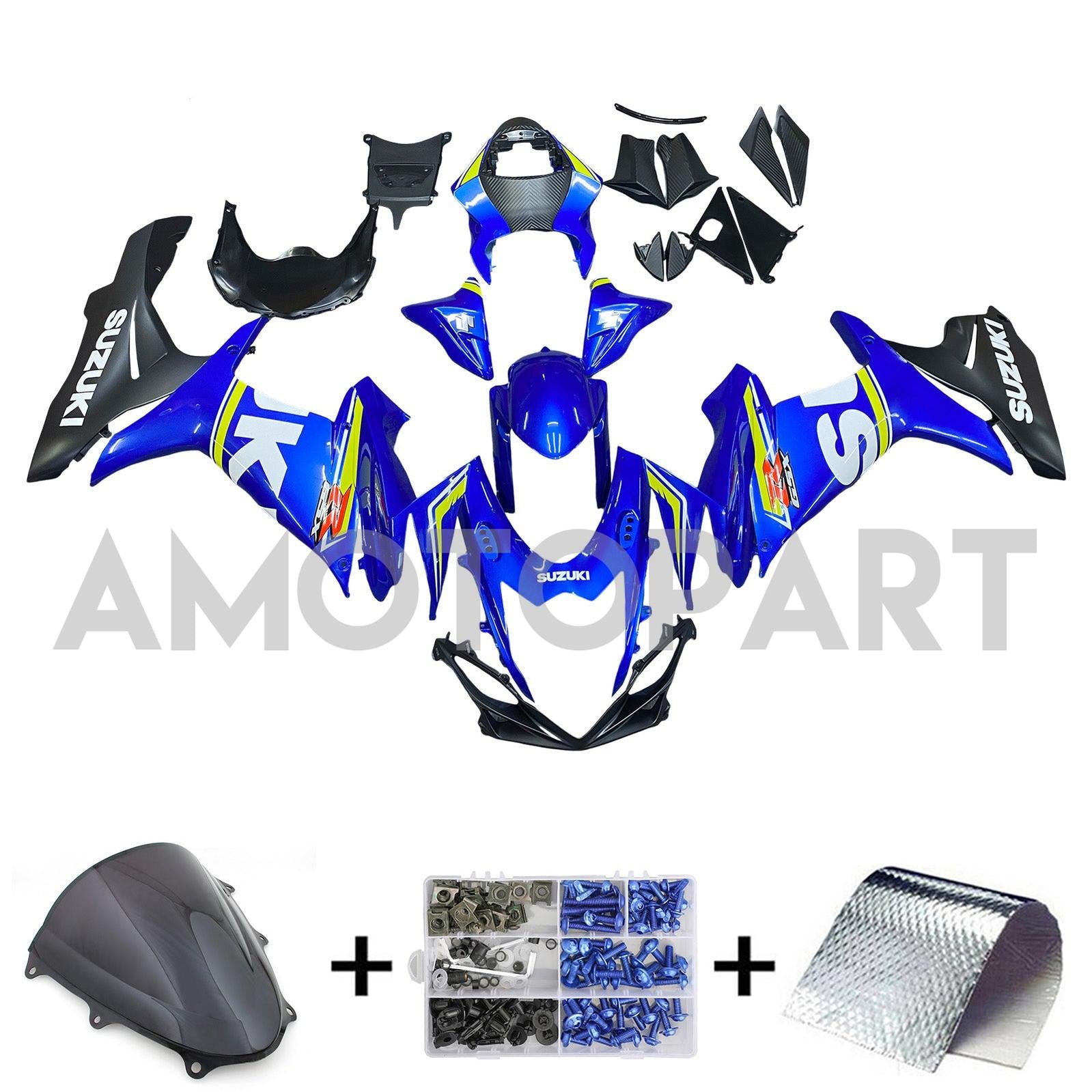 AMOTOPART 2011-2025 GSXR 600/750 Suzuki Blue med Yellow Accent Fairing Kit