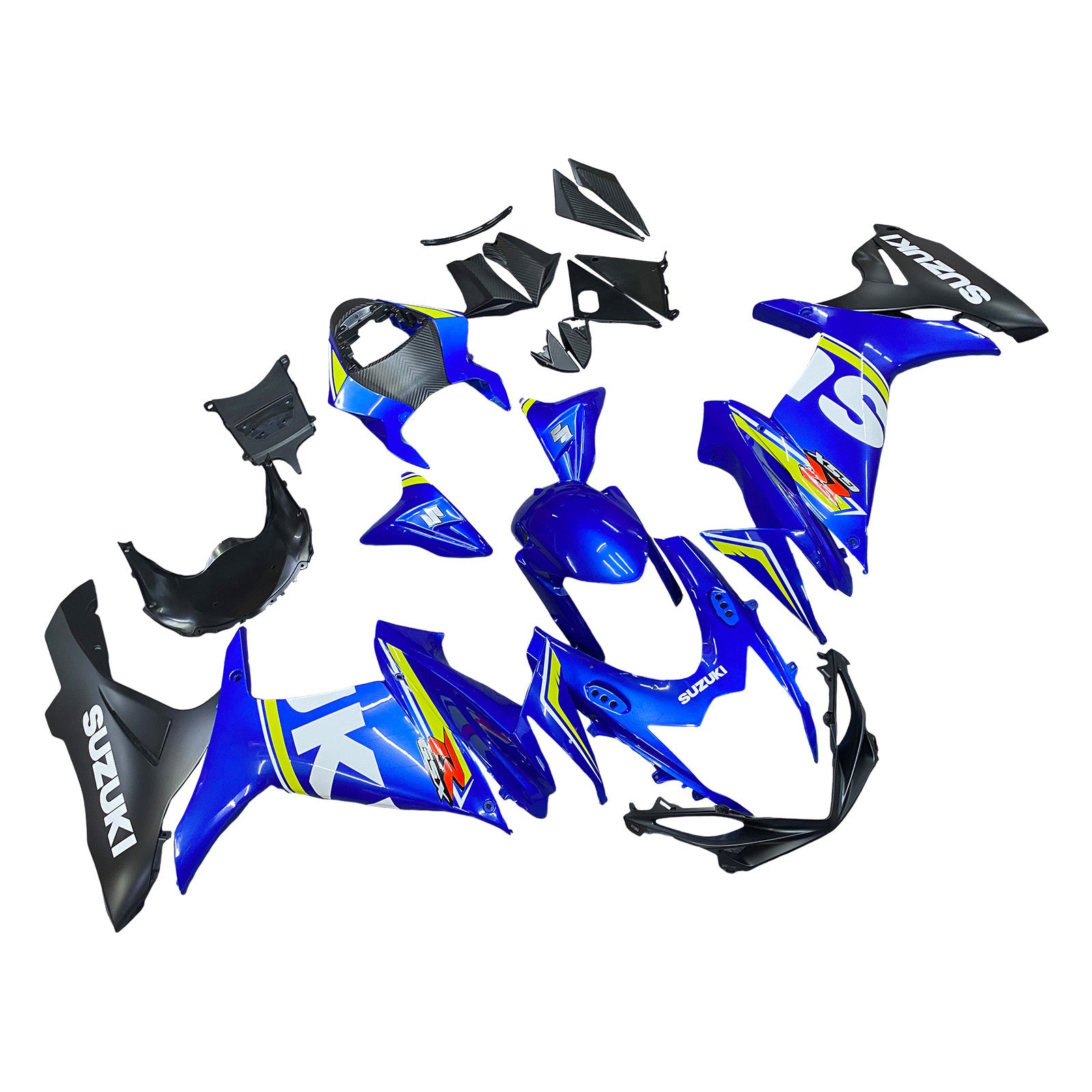 Amotopart 2011-2024 GSXR 600/750 Suzuki Blue with Yellow Accent Fairing Kit