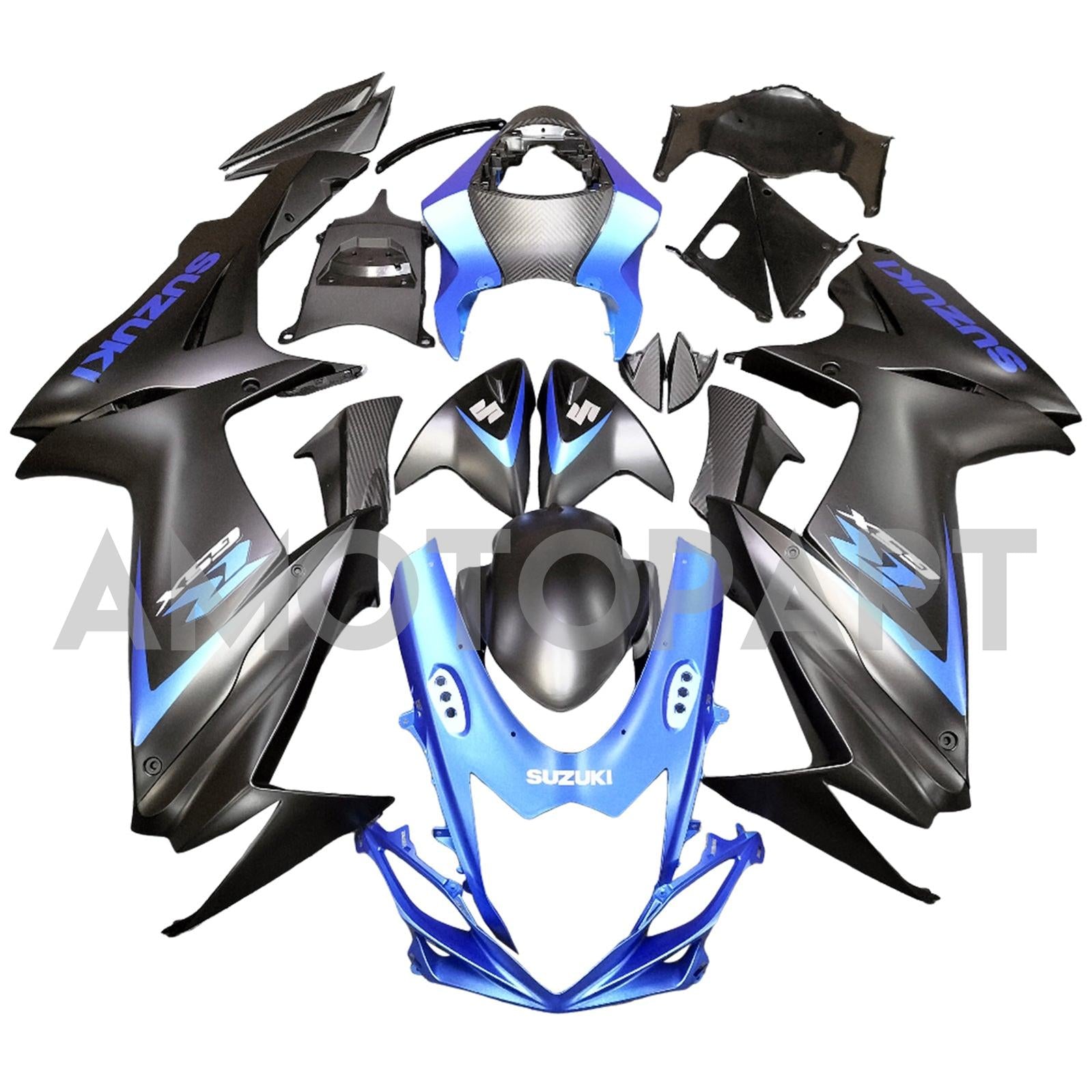 Amotopart 2011-2025 GSXR 600/750 Suzuki Matte Blue&Black Fairing Kit
