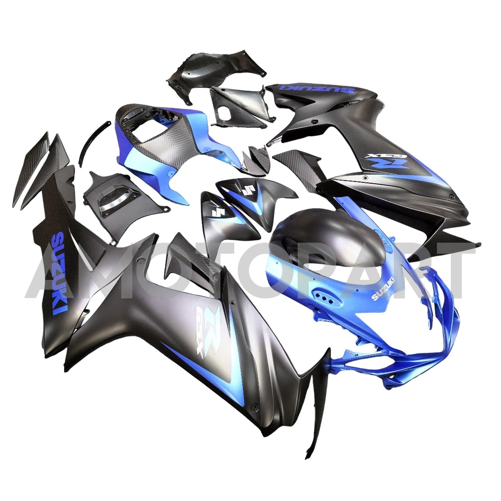 Amotopart 2011-2024 GSXR 600/750 Suzuki Kit de carenado azul mate y negro