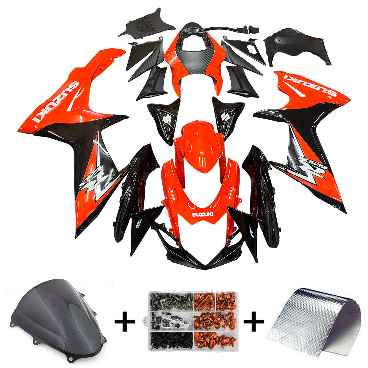 Amotopart 2011-2024 GSXR 600/750 Suzuki Black&Red Captain America  Fairing Kit