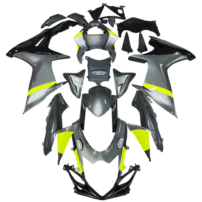 Amotopart 2011-2026 GSXR 600/750 Suzuki Gloss Grey&Yellow Fairing Kit