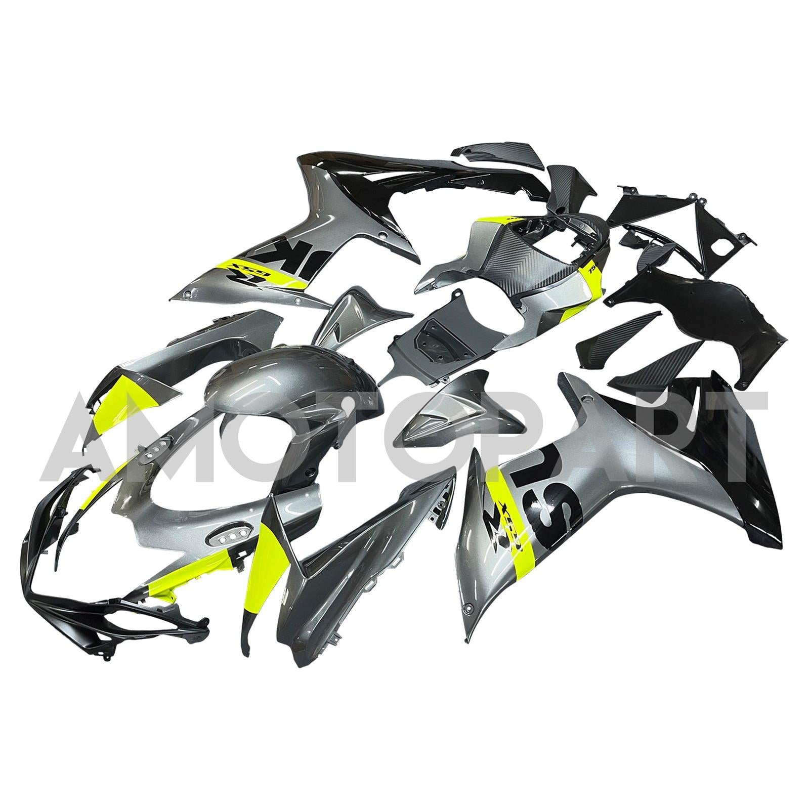 Amotopart 2011-2025 GSXR 600/750 Suzuki Gloss Grey&Yellow Fairing Kit