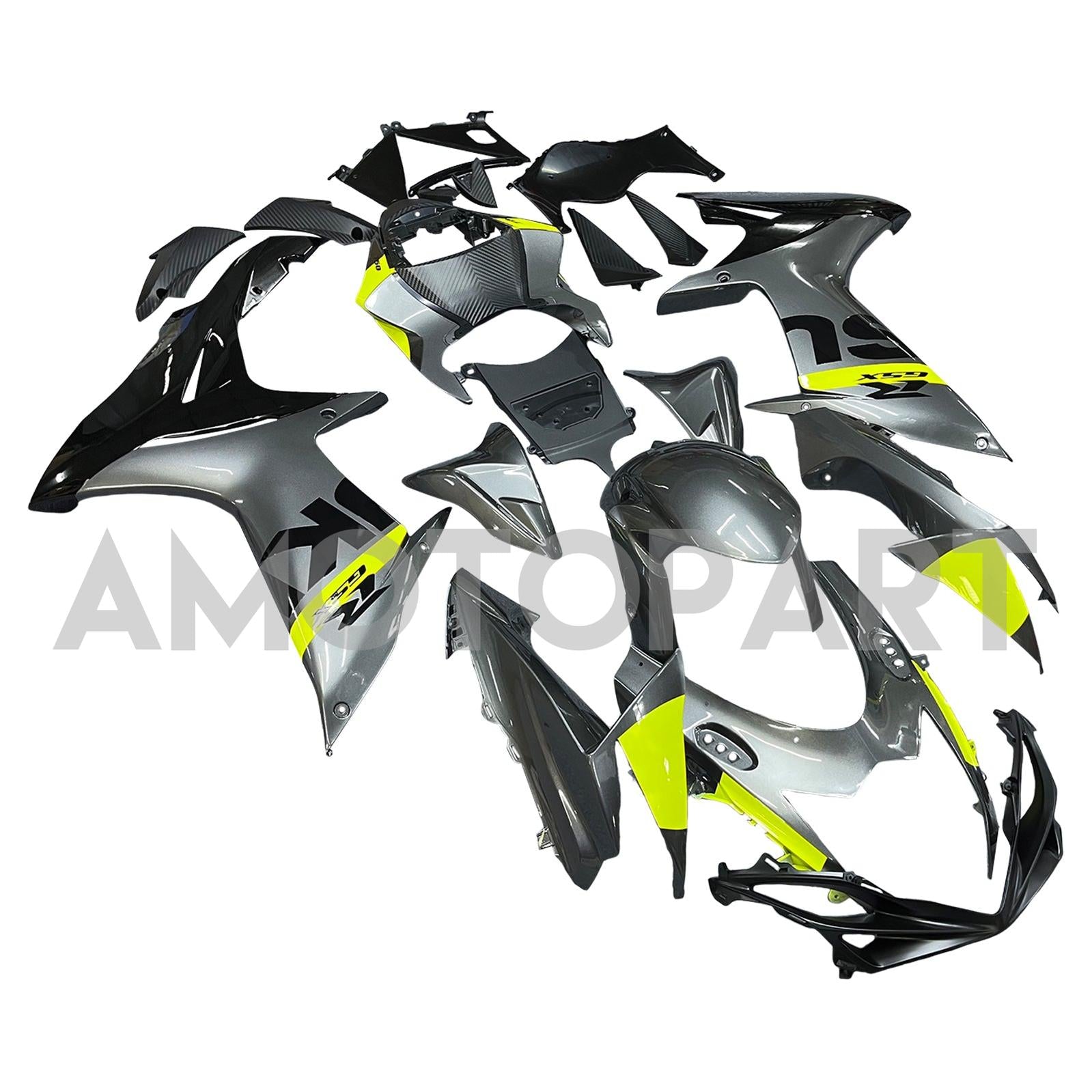 Amotopart 2011-2025 GSXR 600/750 Suzuki Gloss Grey&Yellow Fairing Kit