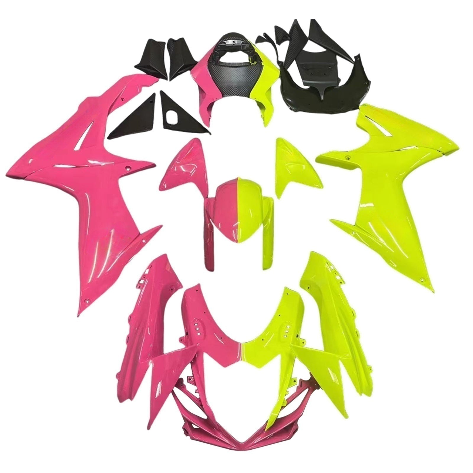 Amotopart 2011-2025 GSXR 600/750 Suzuki Half Pink Half Yellow Fairing Kit