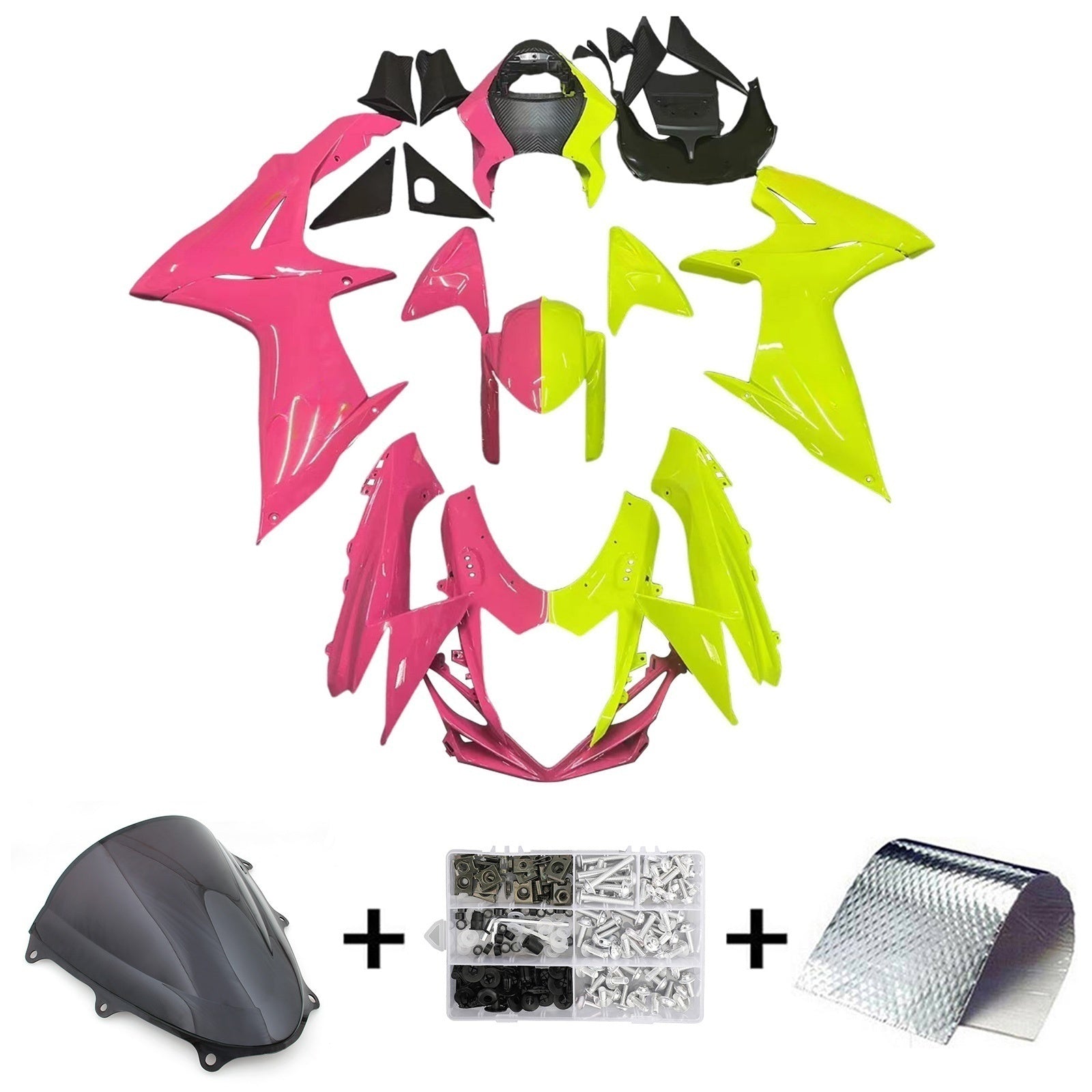 Amotopart 2011-2025 GSXR 600/750 Suzuki Half Pink Half Yellow Fairing Kit
