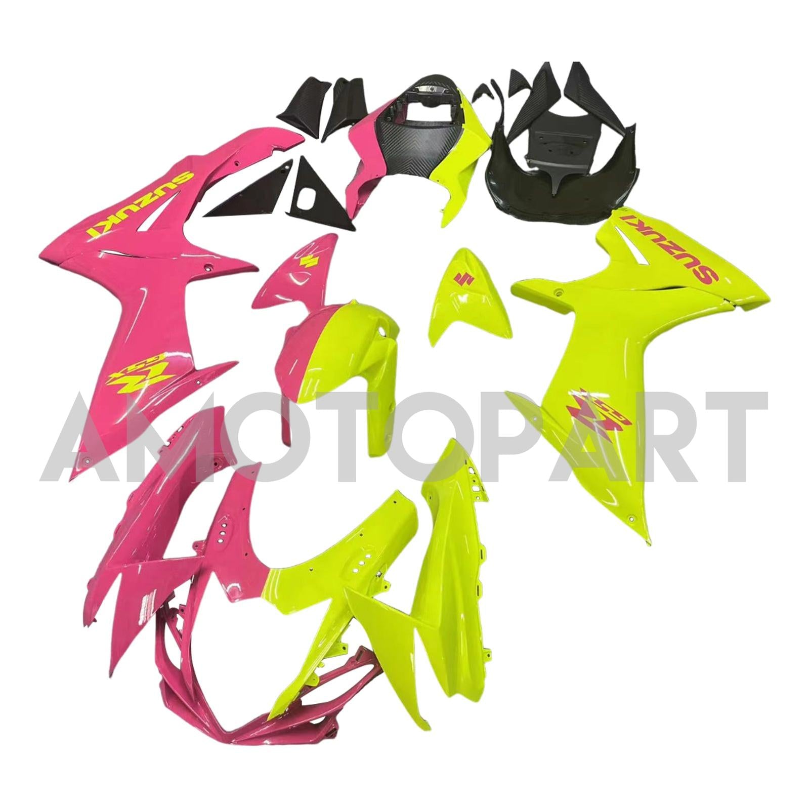 Amotopart 2011-2025 GSXR 600/750 Suzuki halb rosa halbe Gelbverkleidung Kit