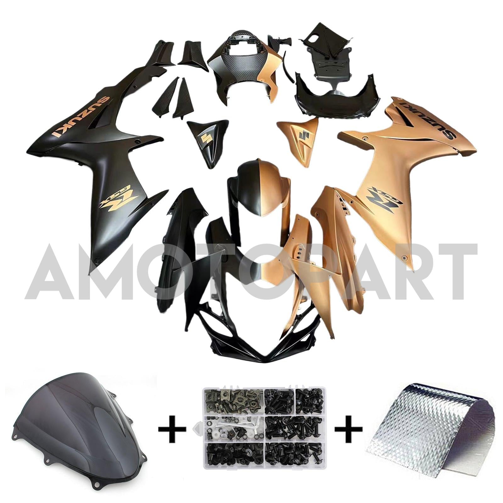 Amotopart 2011-2025 GSXR 600/750 Suzuki Matte Half Black Half Brown Fairing Kit