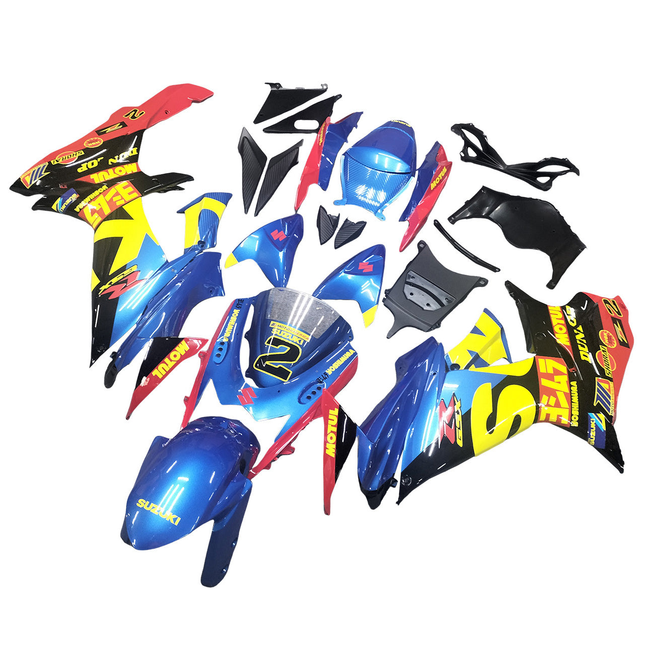 Amotopart 2011-2024 GSXR 600/750 Suzuki Gloss Blue&Yellow Fairing Kit