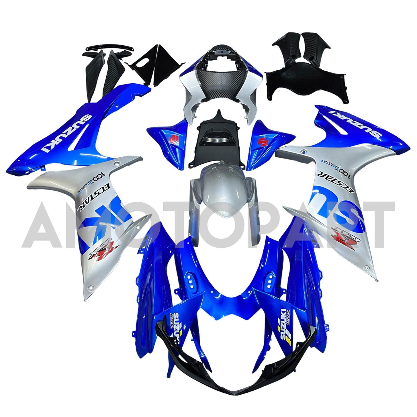 Amotopart 2011-2025 GSXR 600/750 Suzuki Blue&Silver Fairing Kit