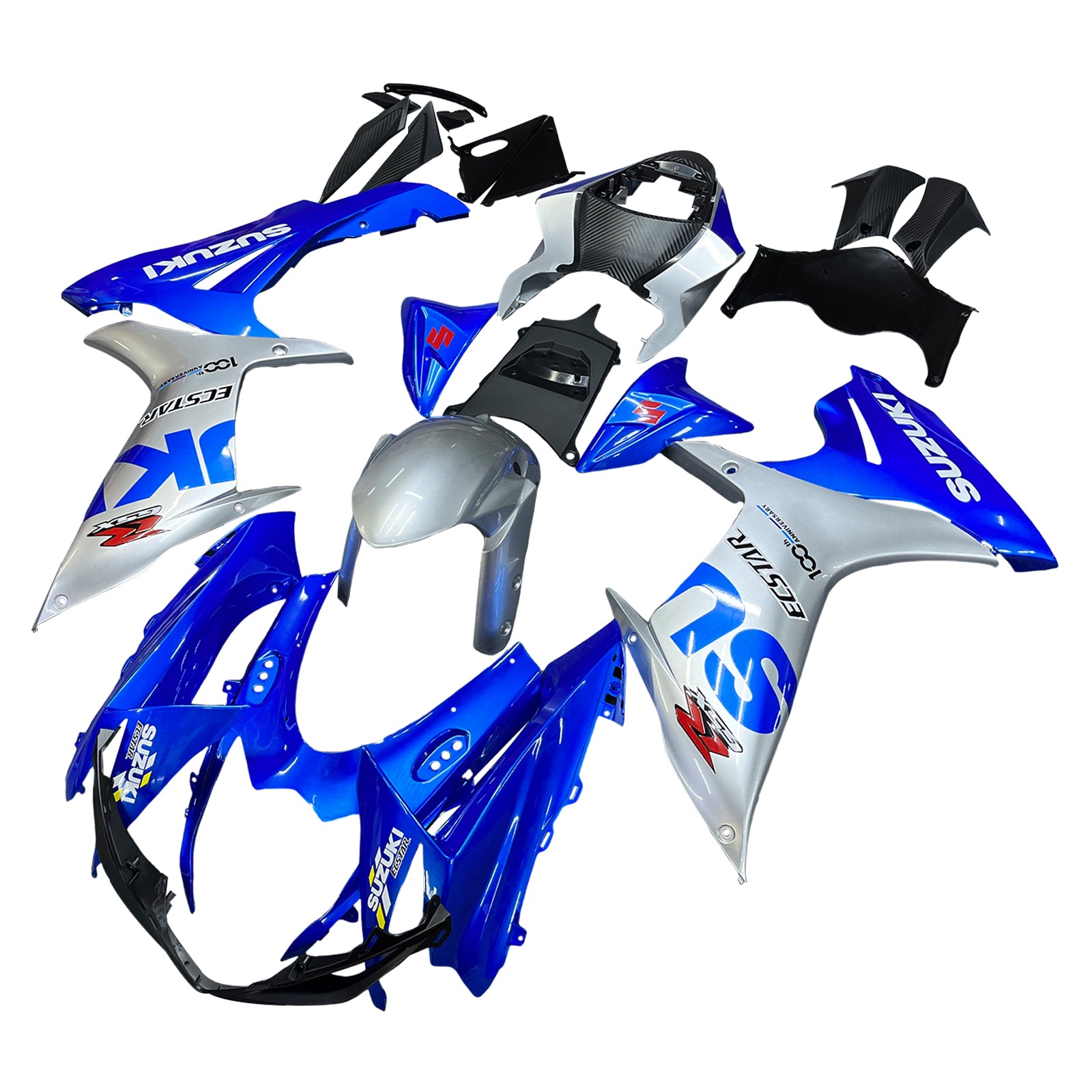 Amotopart 2011-2024 GSXR 600/750 Suzuki Blue&Silver Fairing Kit