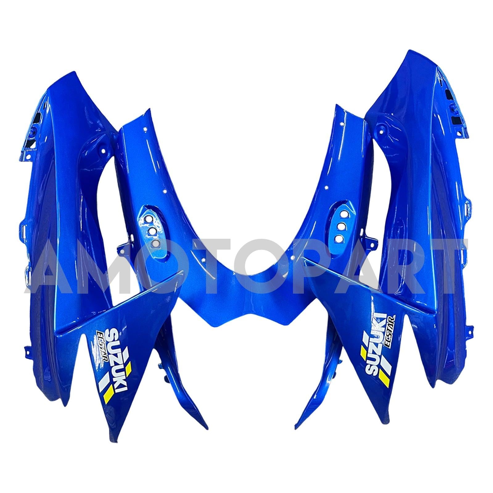 Amotopart 2011-2025 GSXR 600/750 Suzuki Bleu&Kit de carénage argenté