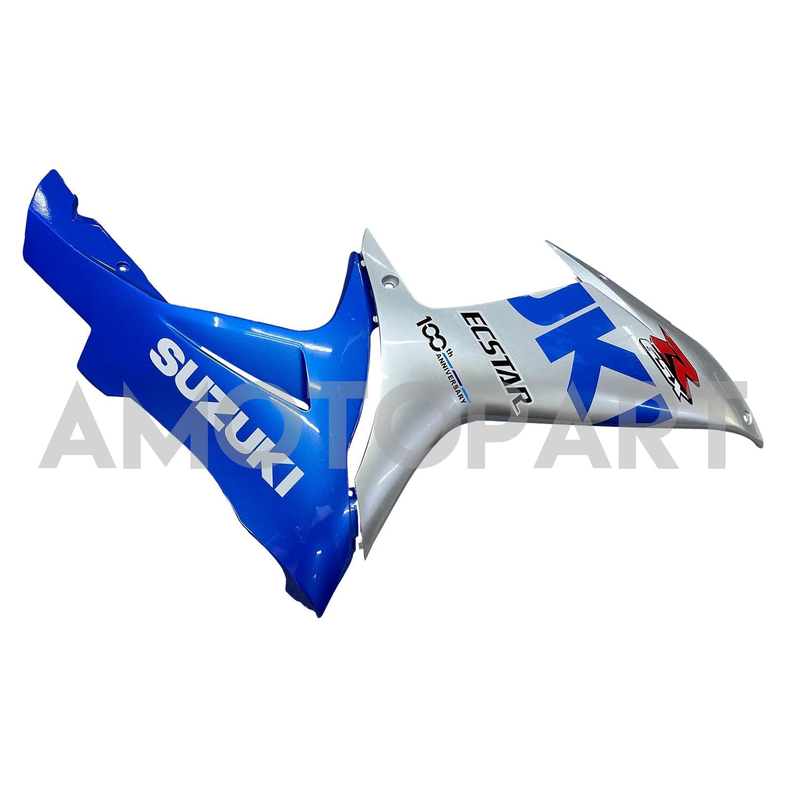 Amotopart 2011-2025 GSXR 600/750 Suzuki Bleu&Kit de carénage argenté