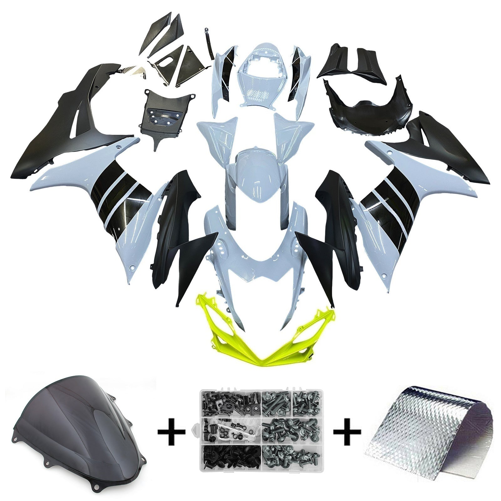 Amotopart 2011-2025 GSXR 600/750 Suzuki Grey&Black Fairing Kit