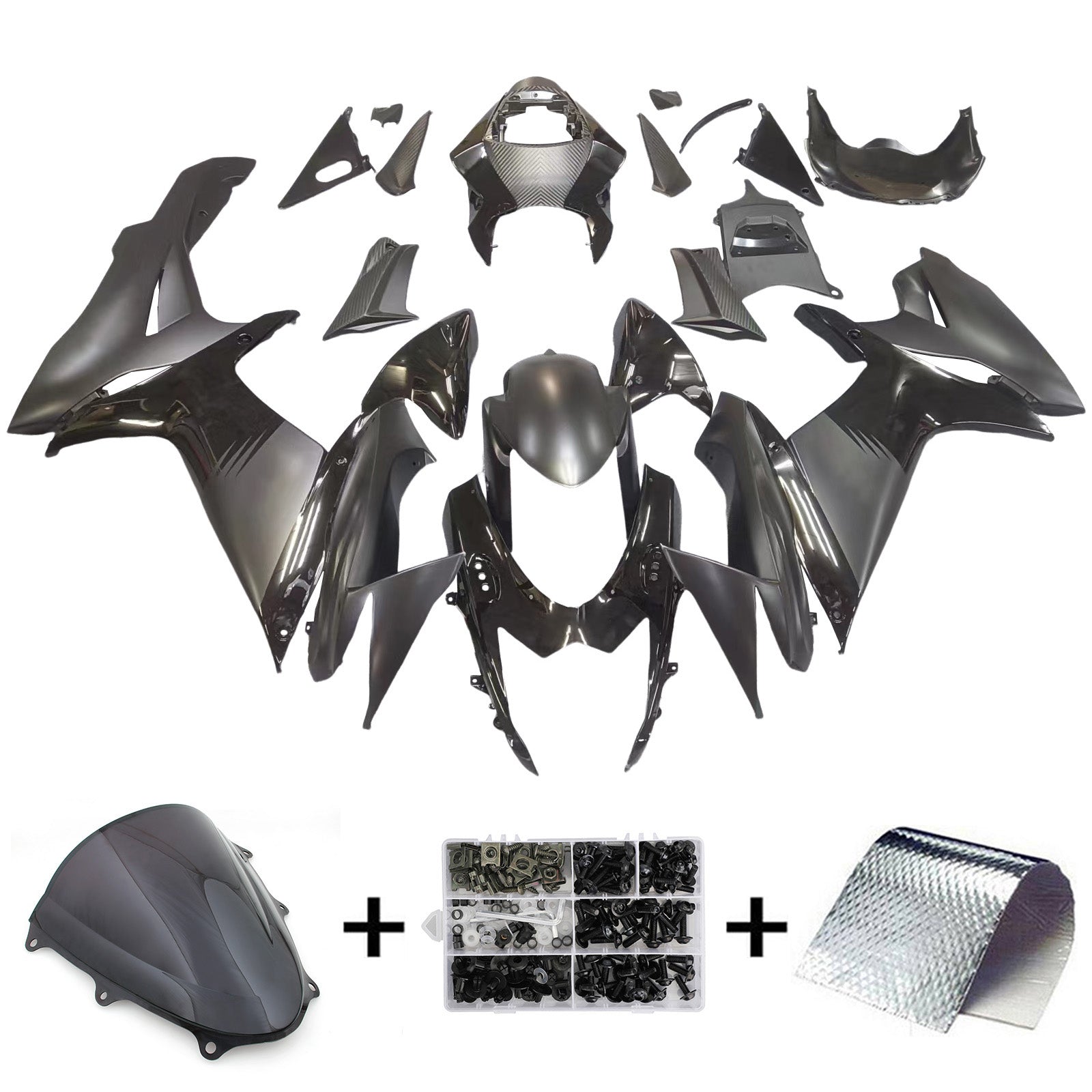 Amotopart 2011-2024 GSXR 600/750 スズキ マット&グロスブラック フェアリングキット