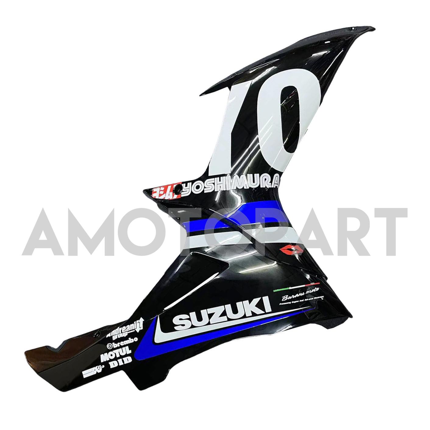 Amotopart 2011-2025 GSXR 600/750 Suzuki Black With Blue Accenters Style1 Fairing Kit
