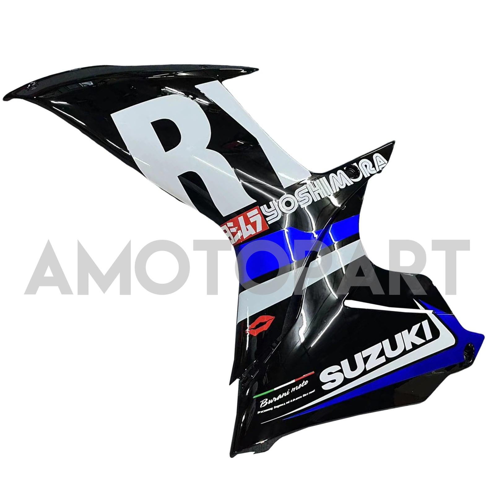 Amotopart 2011-2025 GSXR 600/750 Suzuki Black With Blue Accenters Style1 Fairing Kit